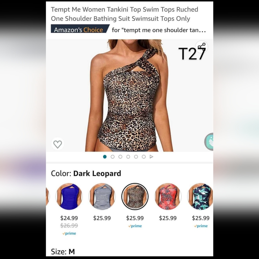 Tempt Me One Shoulder Tankini Top Medium
